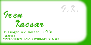 iren kacsar business card